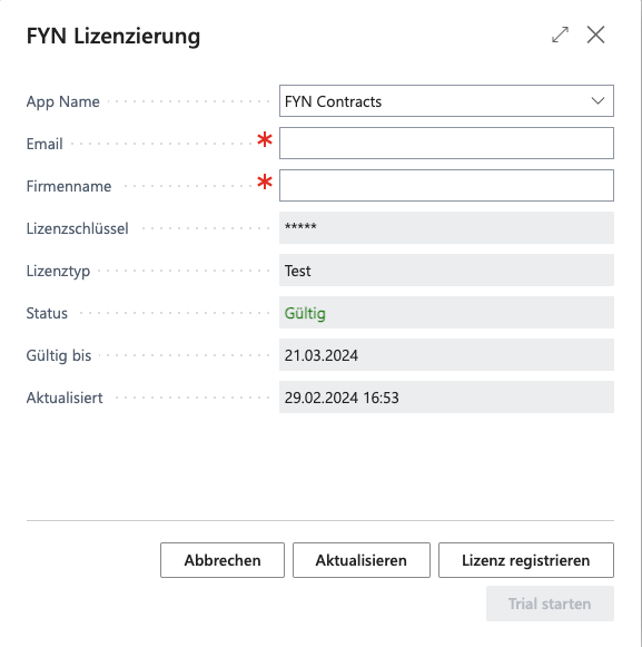 Testlizenz registrieren